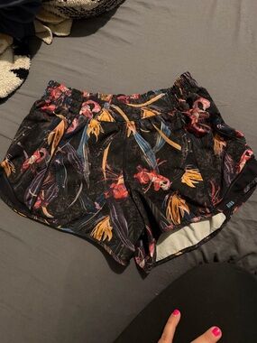 Lululemon hotty hot short Black Floral Athletic Shorts